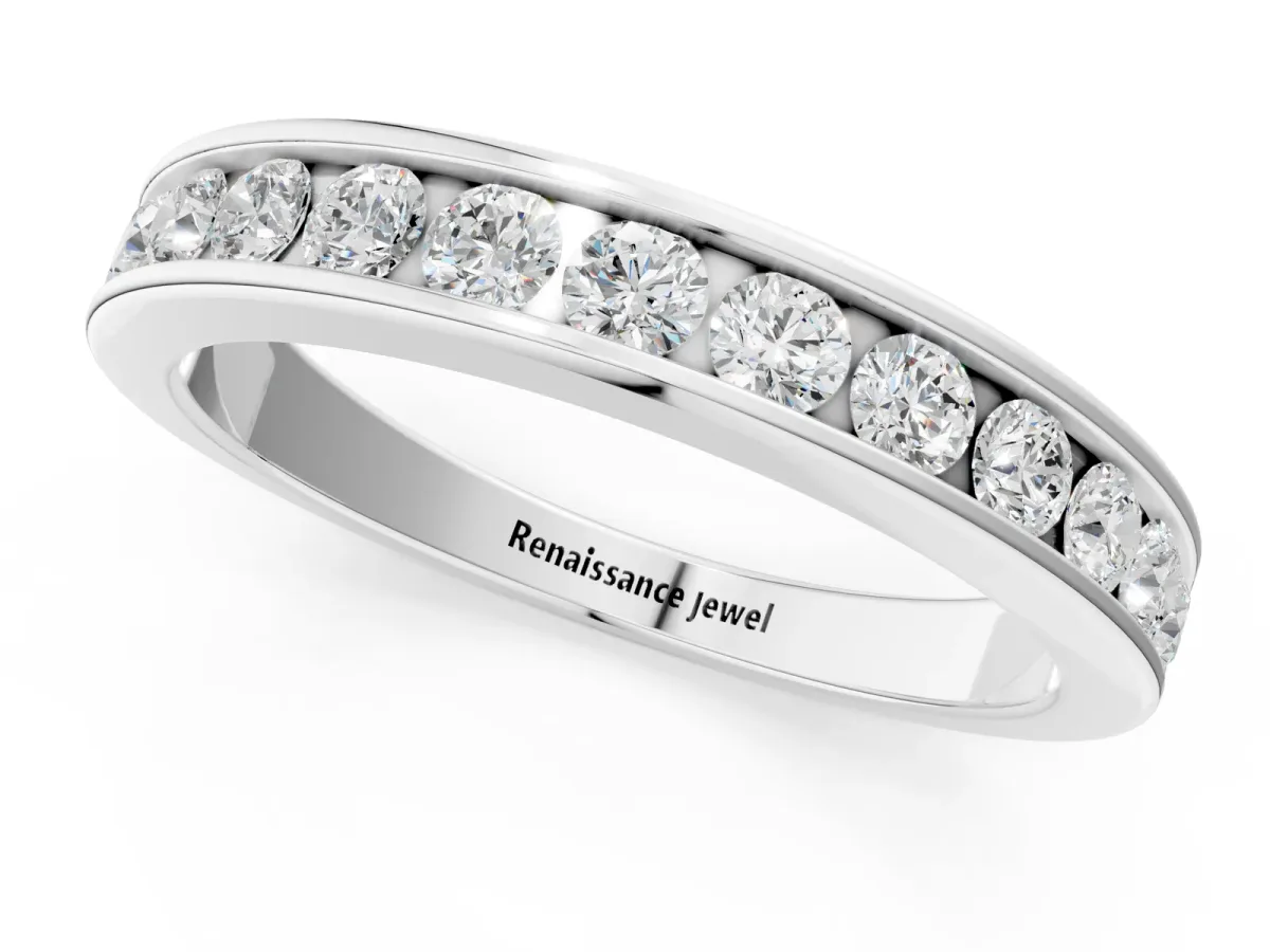 Channel Set Round Diamond Eternity Band Silver