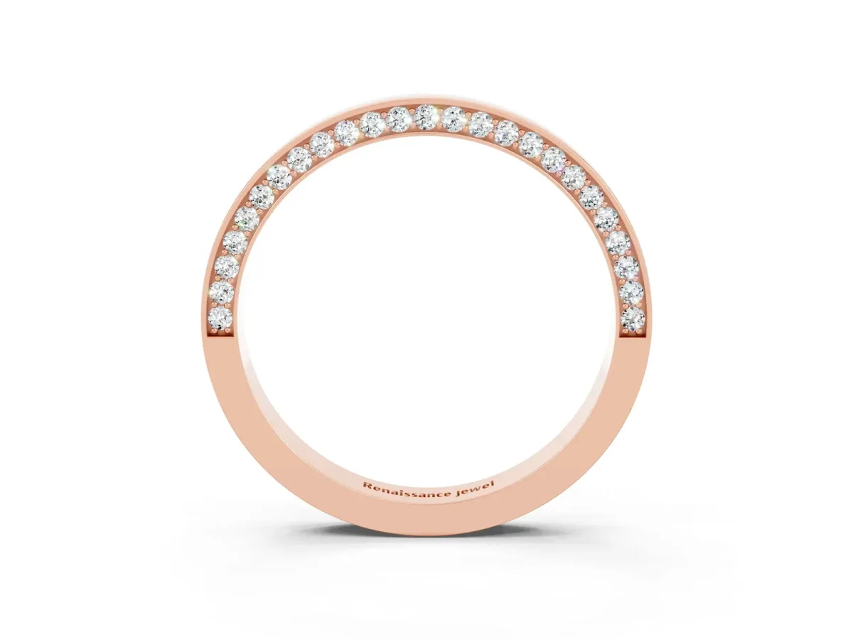Pavé Round Moissanite Channel Set Band Rose gold