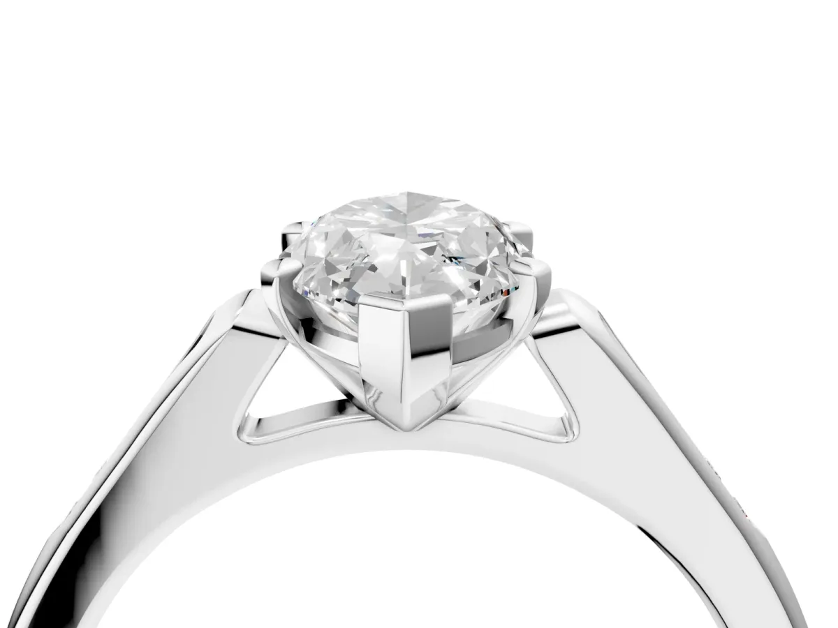 Marquise Cut Diamond Solitaire Ring with Channel Set Round Band and Prong Setting Silver