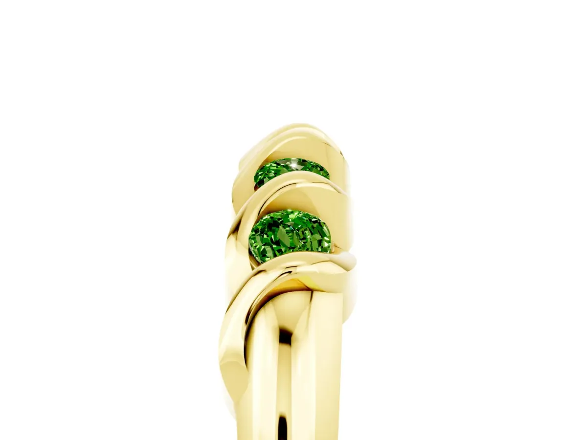 Round Peridot Eternity Band with Twist Prong Setting Yellow gold
