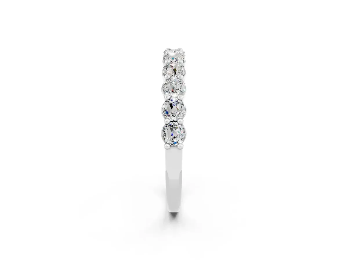 Round Moissanite Half Eternity Band with Prong Setting White gold