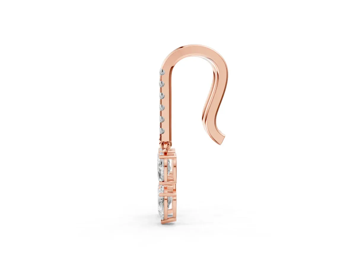 Cushion Cut Diamond Multi-Shape Drop Earrings Rose gold