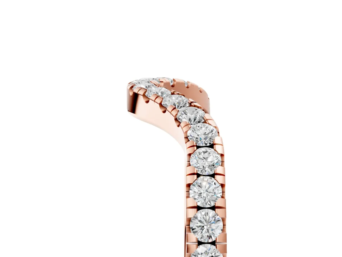 Pavé Round Diamond Infinity Twist Band with Shared Prong Setting Rose gold