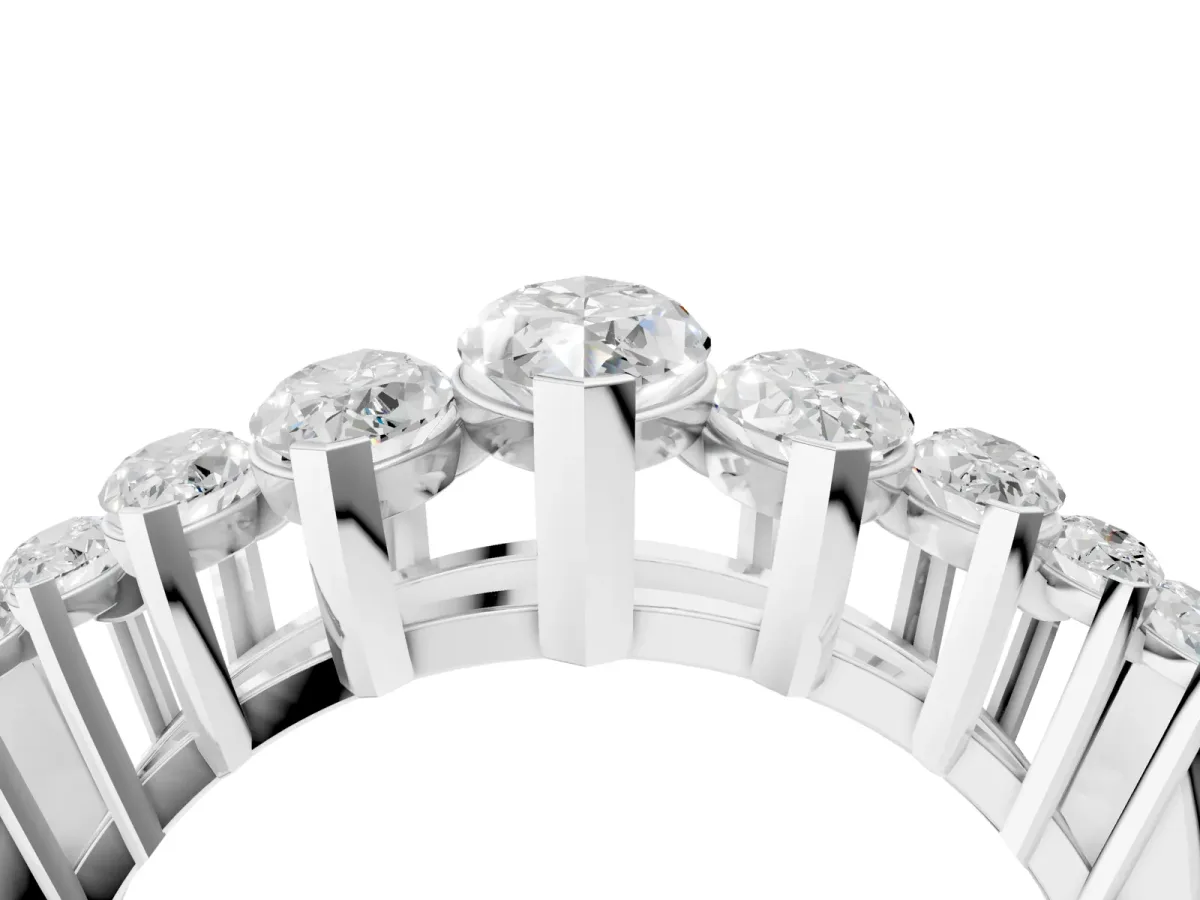 Marquise Diamond Prong Set Curved Band Platinum