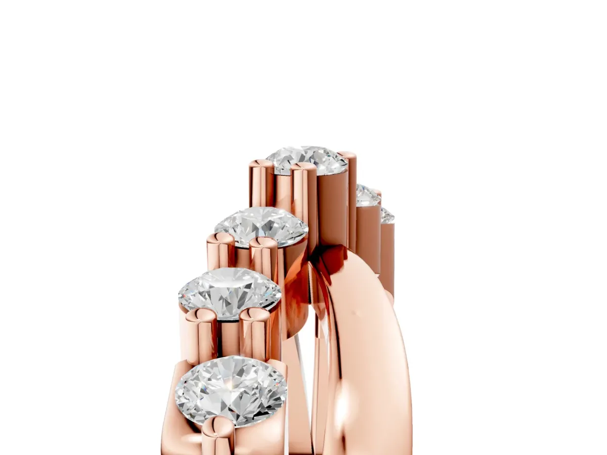 Round Diamond Prong-Set Crossover Band Rose gold