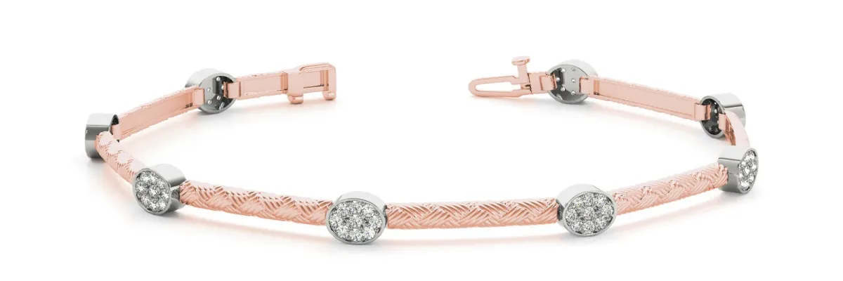 Round Diamond Pavé Cable Bangle Bracelet Rose gold