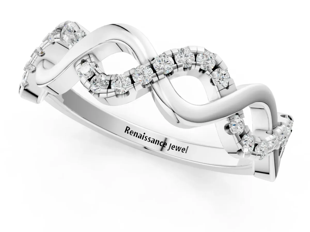Twist Infinity Round Diamond Band with Pavé Setting Platinum