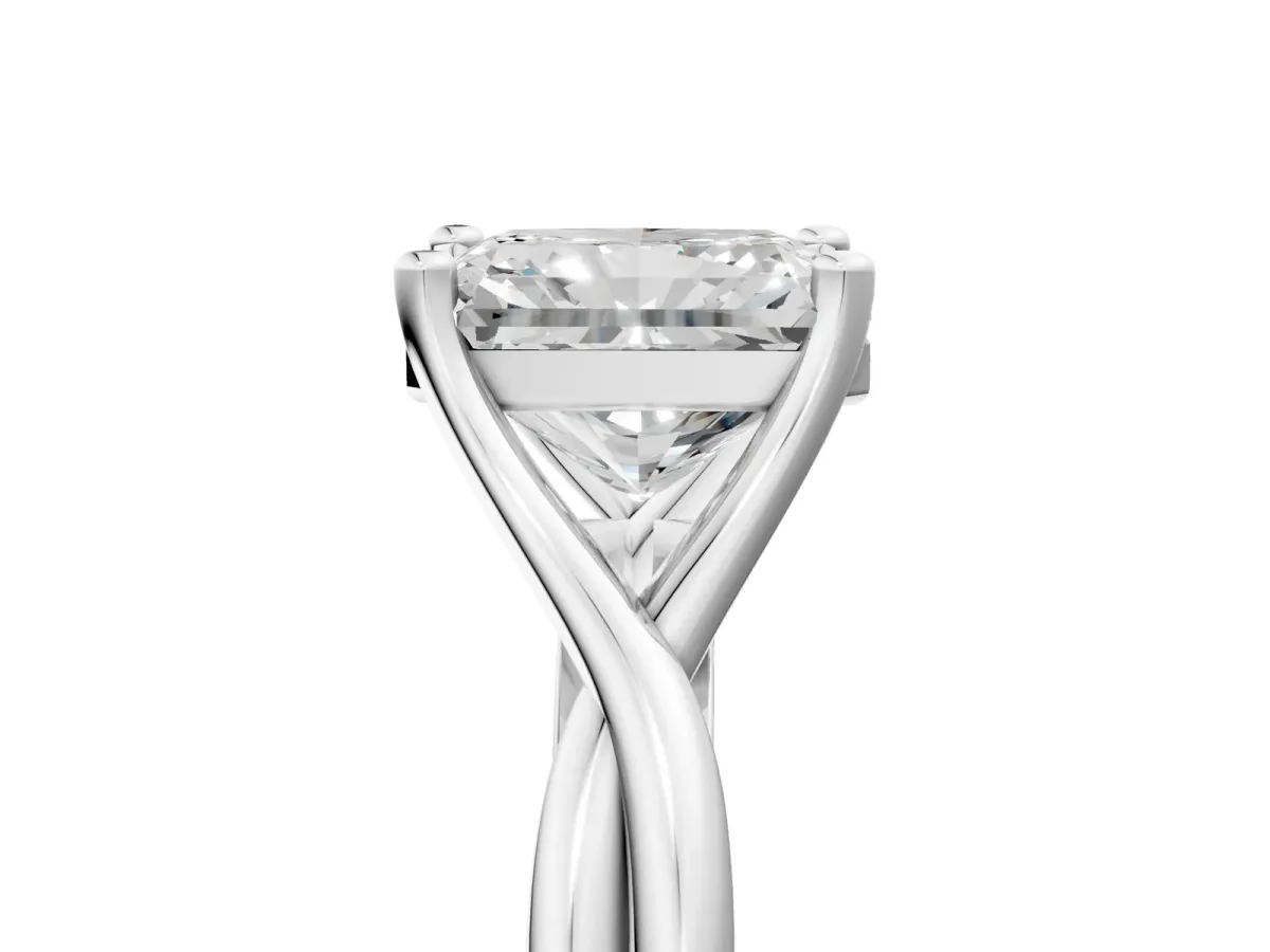 Radiant Cut Diamond Solitaire Twist Band Prong Setting Ring Platinum