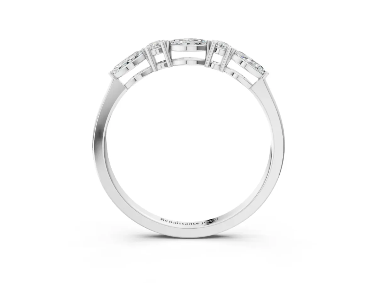Prong Set Round Diamond Half-Eternity Band Platinum