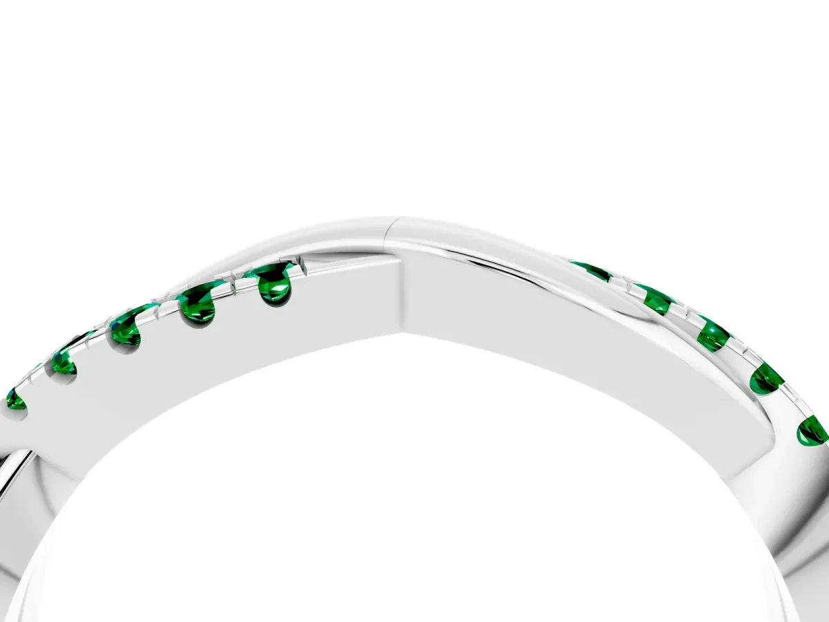 Round Emerald Twisted Infinity Band with Prong Setting Silver
