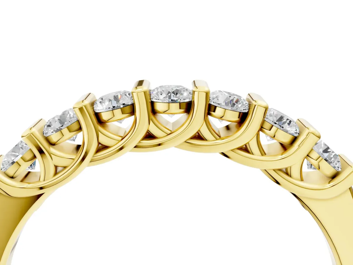 Channel-Set Round Diamond Half-Eternity Band Yellow gold