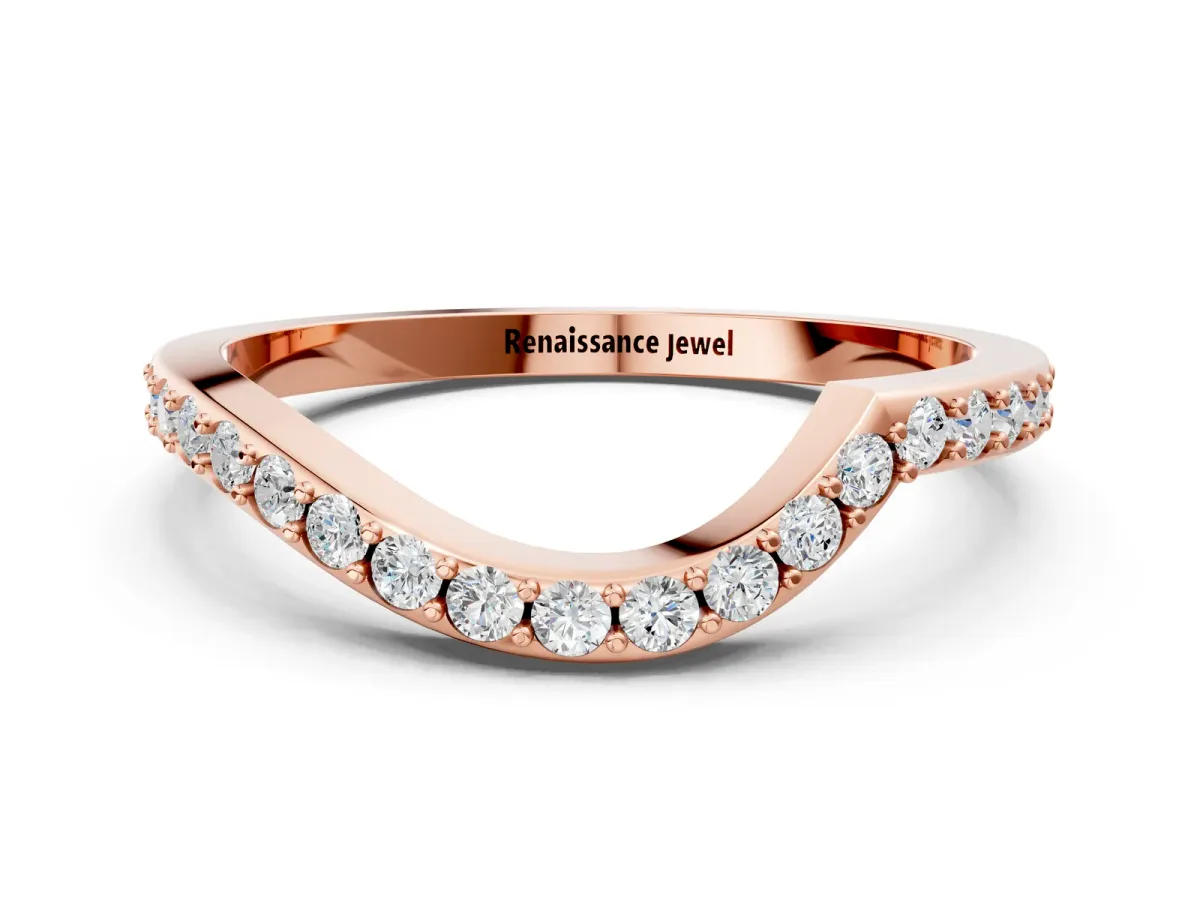 Round Diamond Pavé Twist Band with Shared Prong Setting Rose gold
