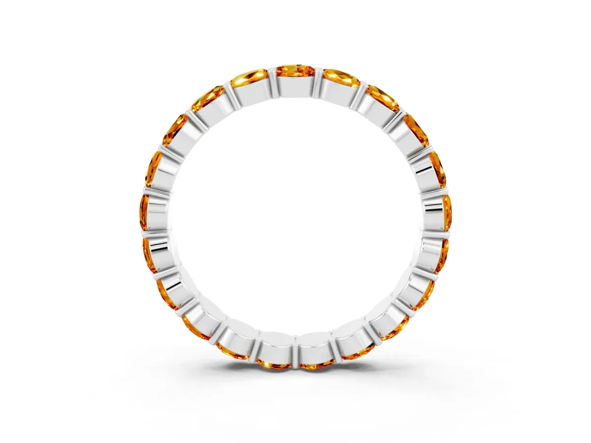 Round Citrine Eternity Band with U-Prong Setting Platinum
