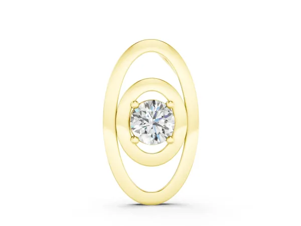 Round Diamond Bezel Set Pendant with Double Halo Yellow gold