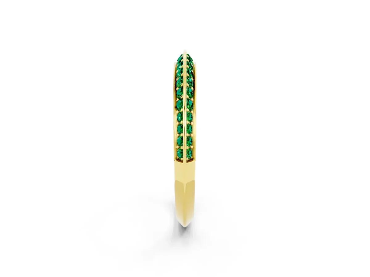 Double Row Pavé Round Emerald Eternity Band with Channel Setting Yellow gold