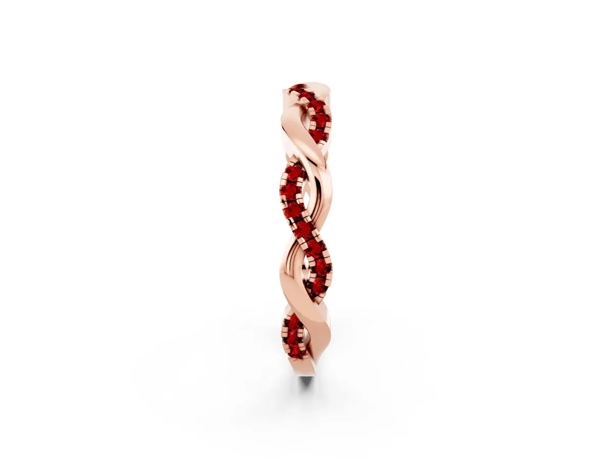 Round Ruby Twist Eternity Band with Pavé Setting Rose gold