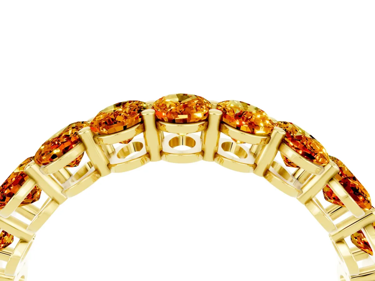 Oval Cut Citrine Eternity Band with Shared Prong Setting Yellow gold