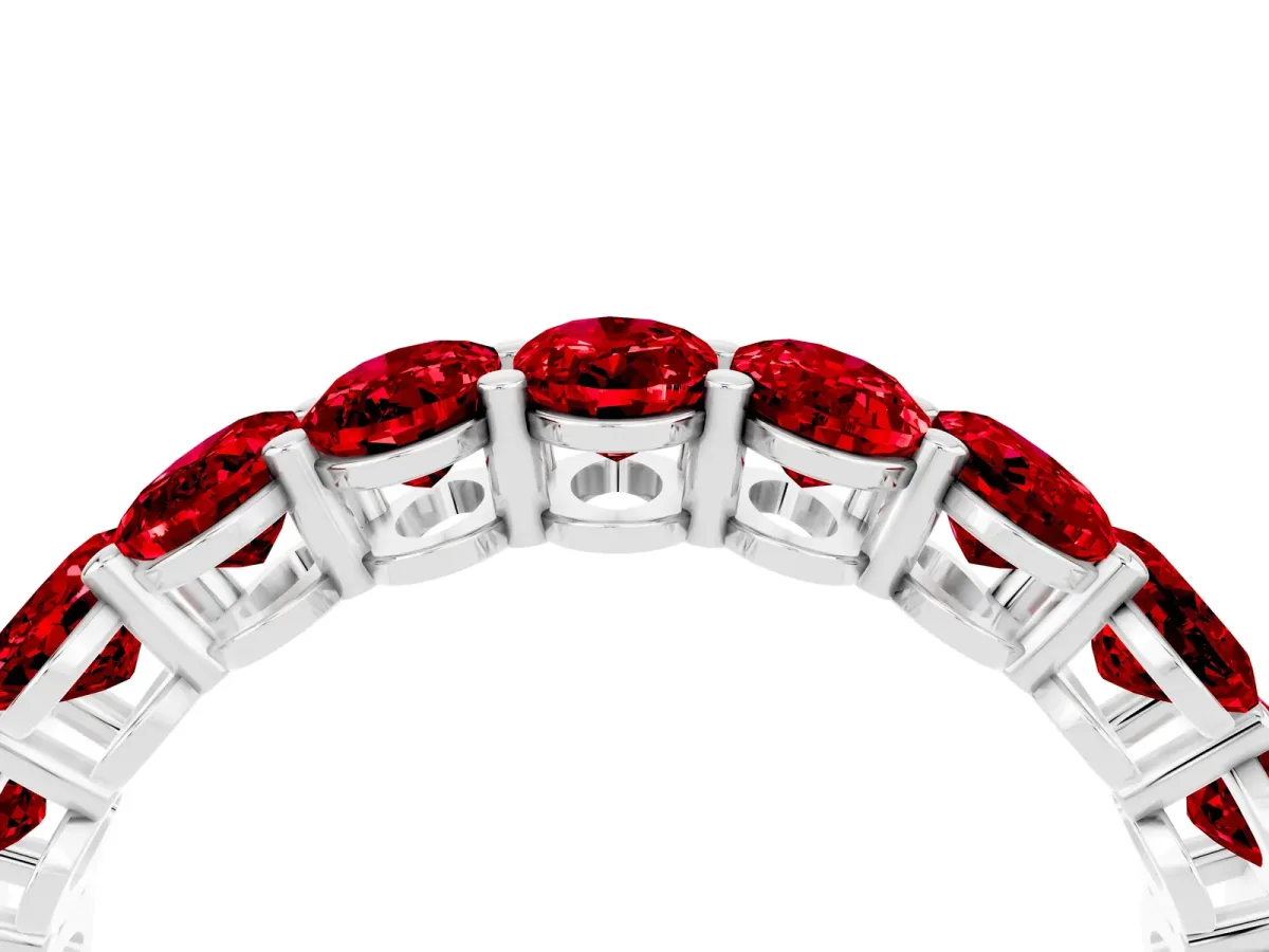 Oval Cut Ruby Eternity Band with Shared Prong Setting Platinum