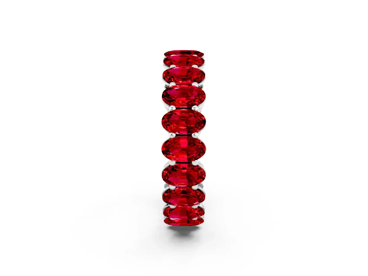 Oval Cut Ruby Eternity Band with Shared Prong Setting Platinum