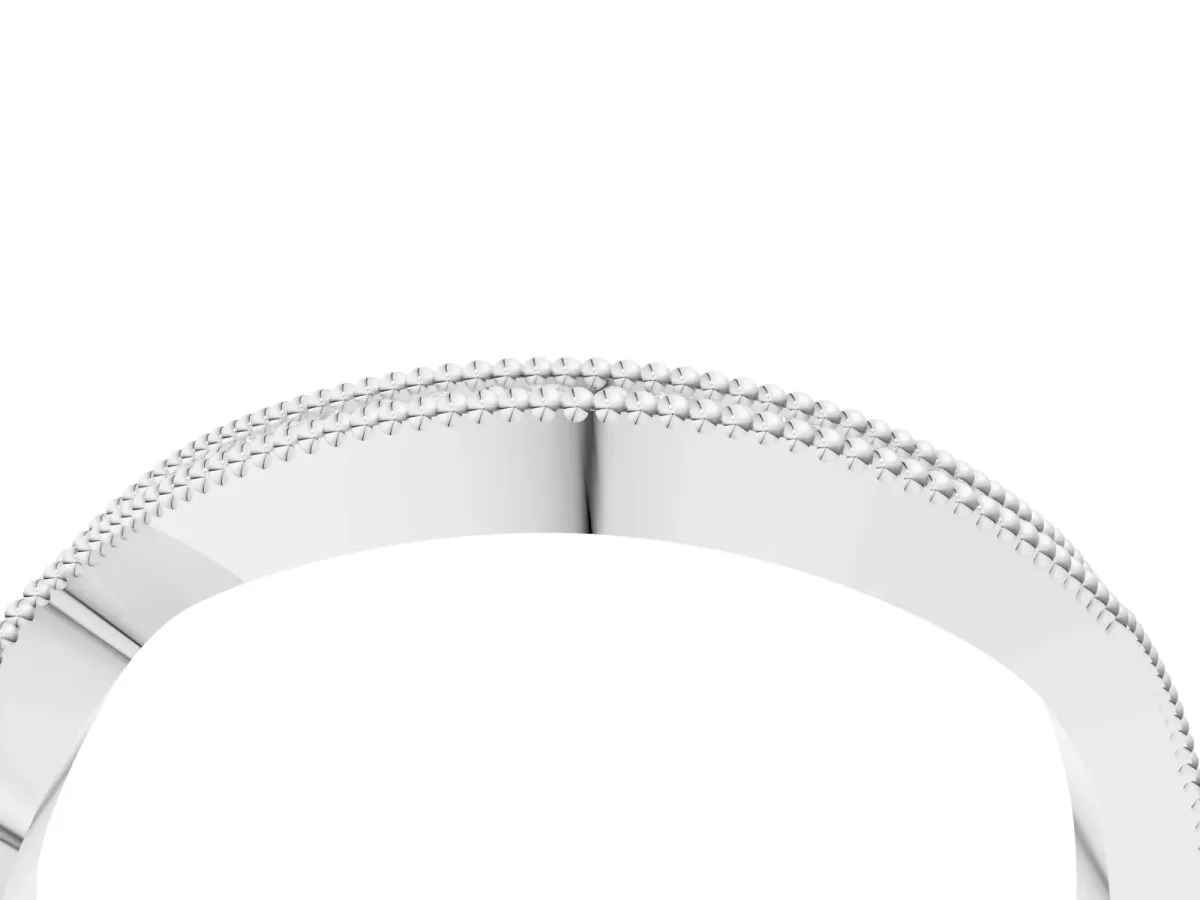 Curved Milgrain Round Diamond Pavé Wedding Band Platinum