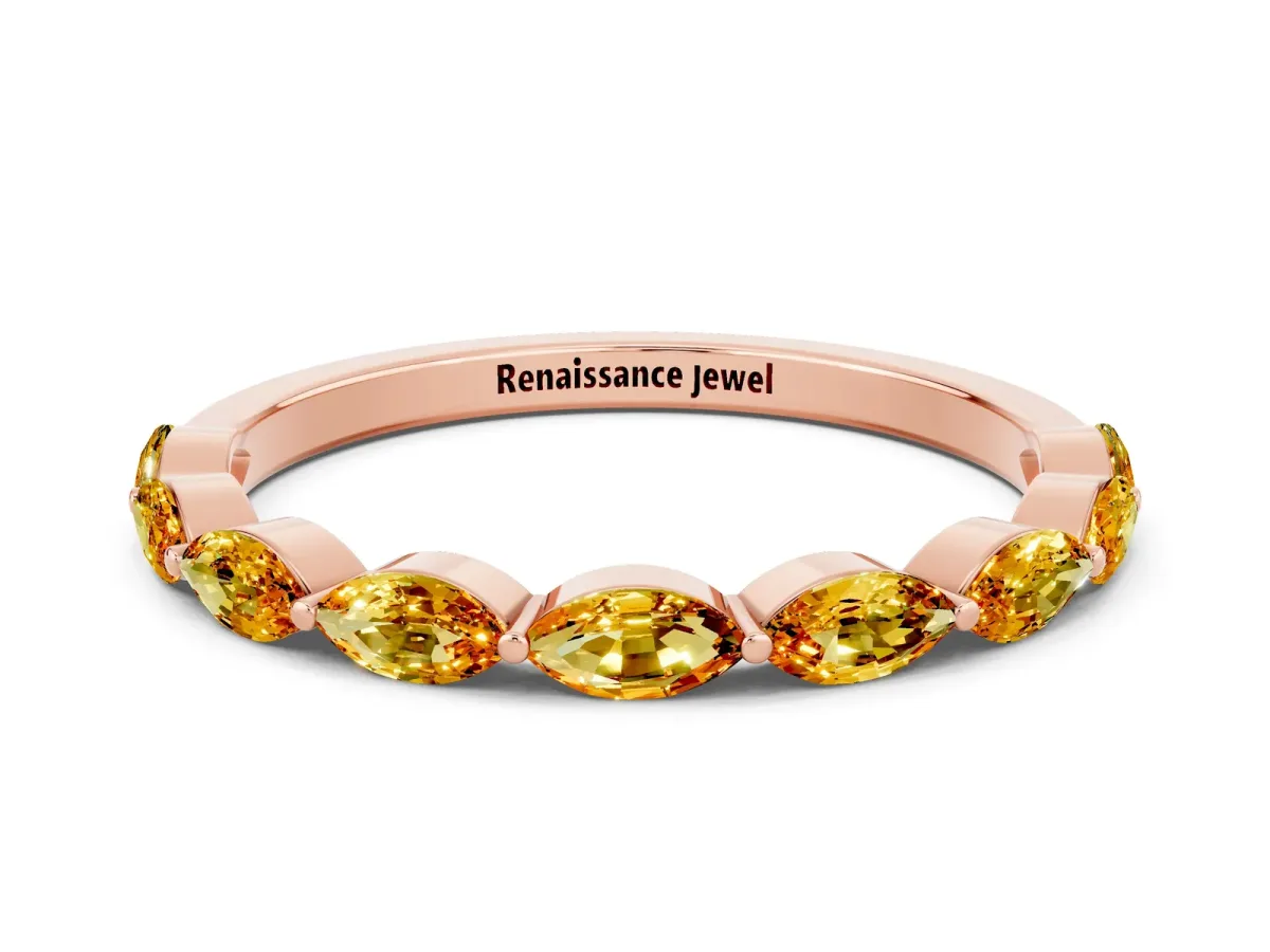 Marquise Citrine Half Eternity Band with Prong Setting Rose gold