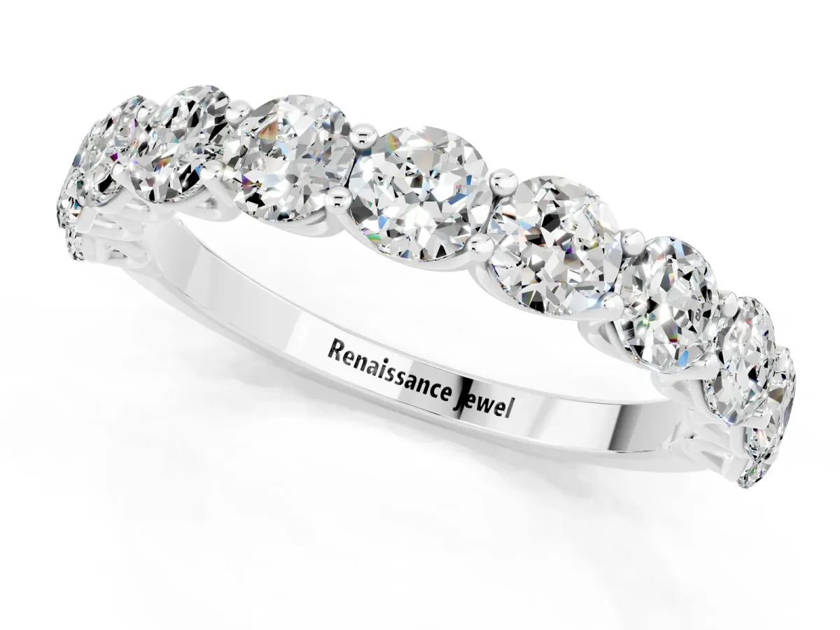 Round Moissanite Shared Prong Eternity Band Platinum