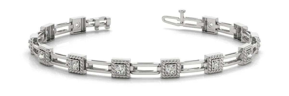Square Diamond Bezel Tennis Bracelet White gold