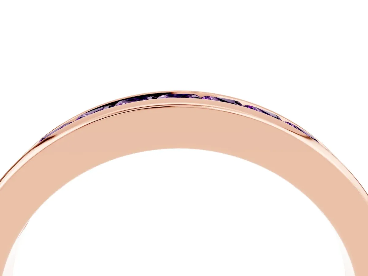 Channel Set Princess Cut Amethyst Eternity Band Rose gold