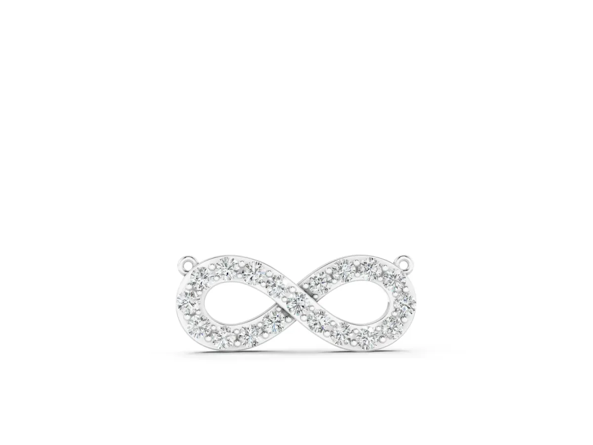 Infinity Pendant with Round Cut Diamonds in Pavé Setting White gold