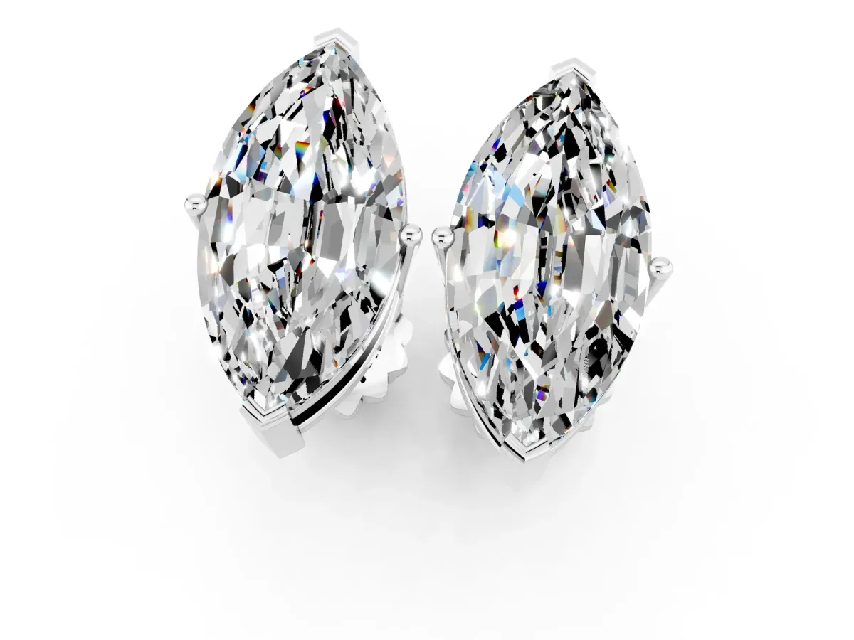 Marquise Cut Moissanite Stud Earrings Silver