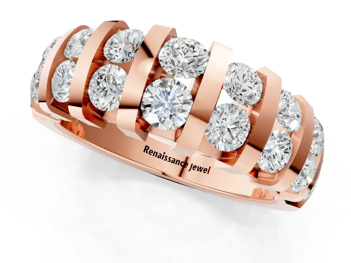 Channel-Set Round Diamond Multi-Row Band Rose gold