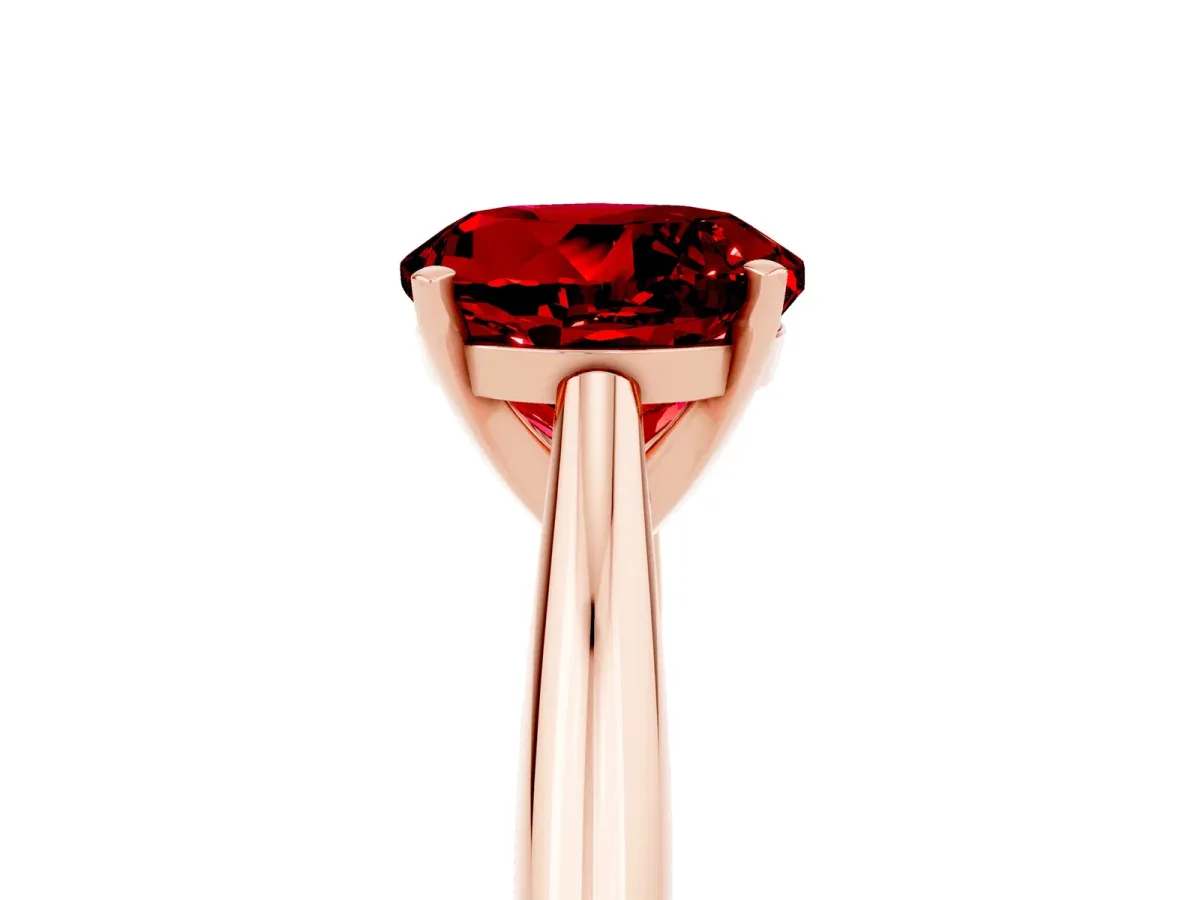 Round Cut Ruby Solitaire Engagement Ring with Cathedral Setting and Four-Prong Mount Rose gold