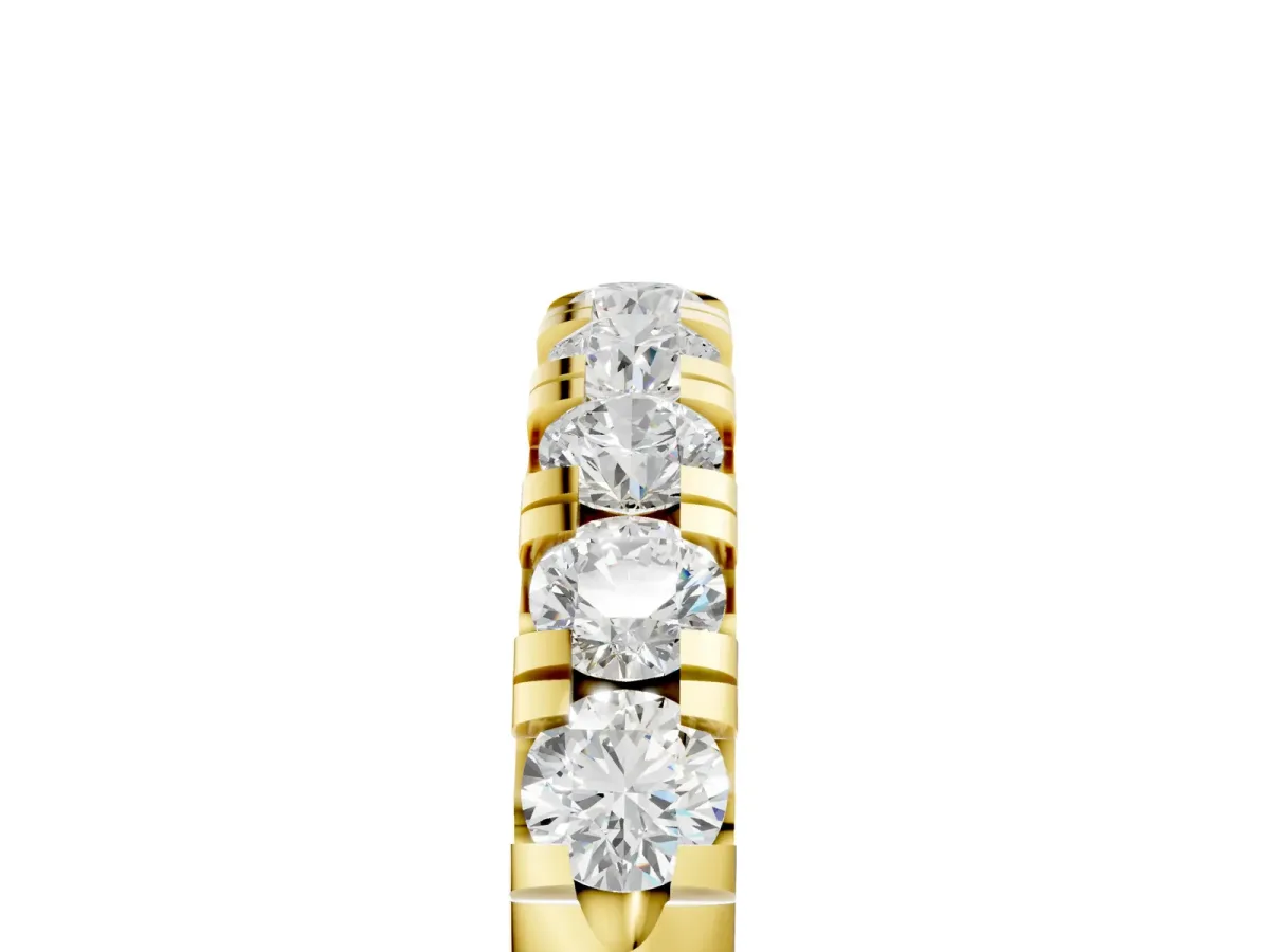 Round Diamond Half-Eternity Prong Set Band Yellow gold