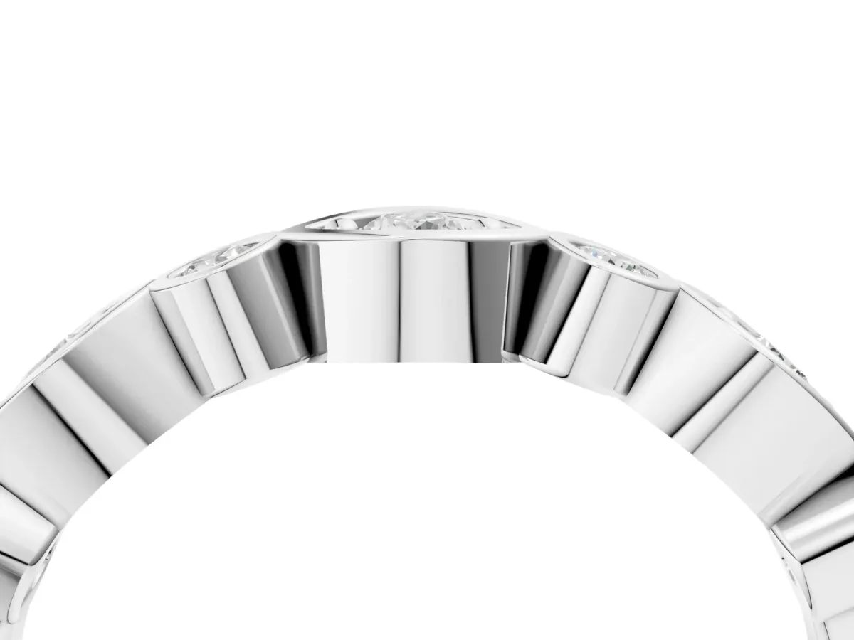 Bezel Set Mixed Shape Diamond Eternity Band Silver