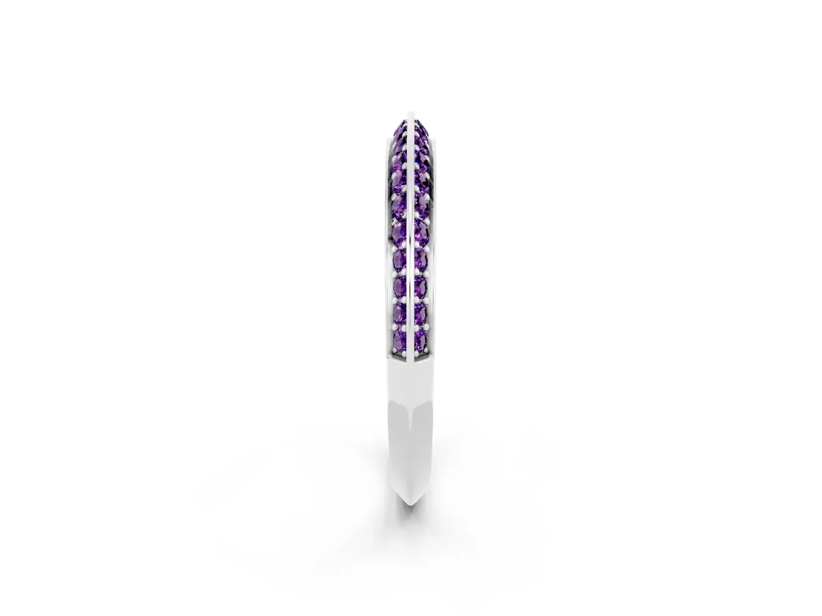 Double Row Pavé Round Amethyst Eternity Band with Channel Setting Platinum