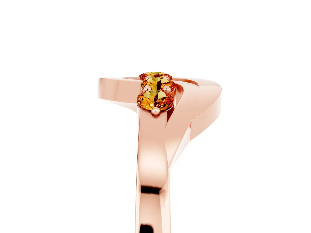 Five-Stone Round Citrine Crossover Band with Prong Setting Rose gold