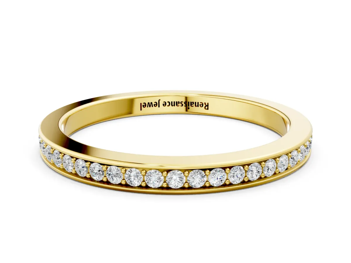 Round Diamond Eternity Band with Pavé Setting Yellow gold