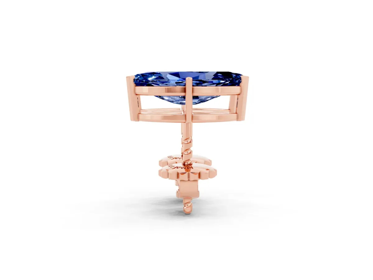 Marquise Cut Blue Sapphire Stud Earrings Rose gold