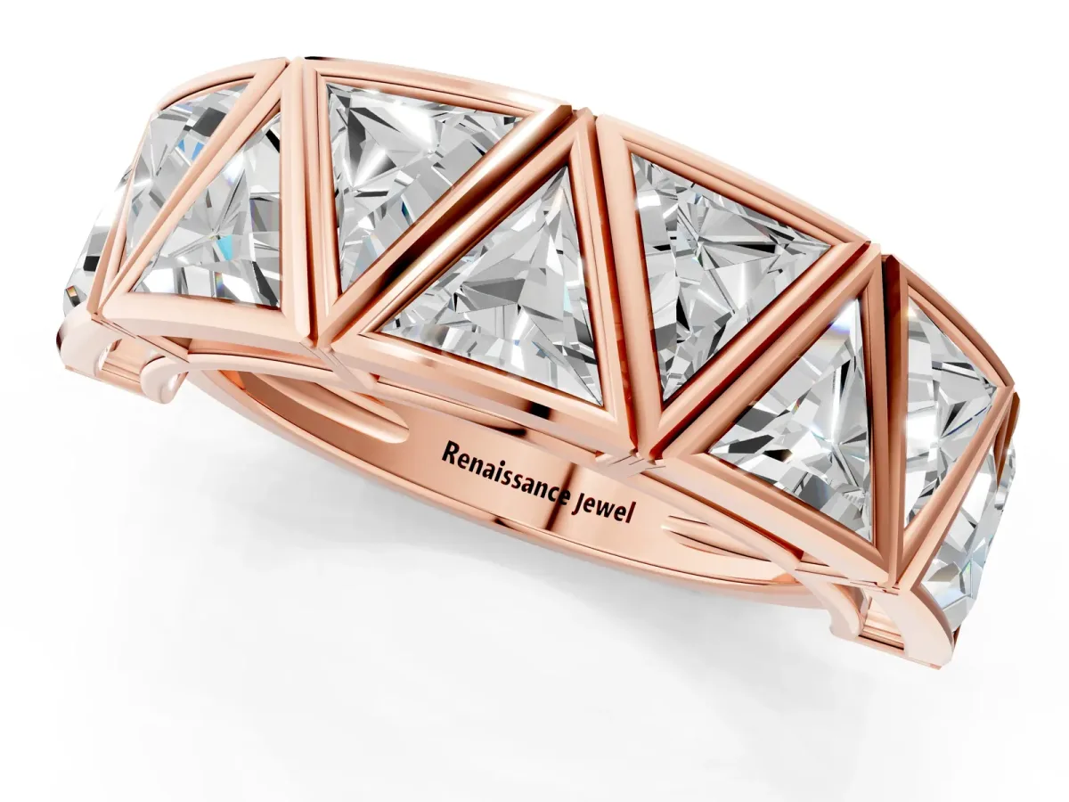 Triangle Diamond Geometric Mens Band Rose gold