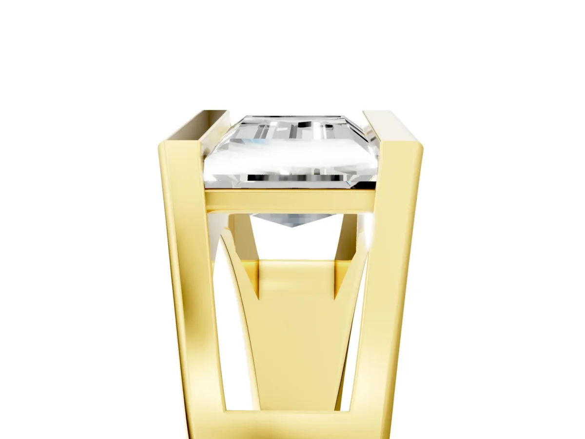 Baguette Diamond Geometric Solitaire Ring Yellow gold