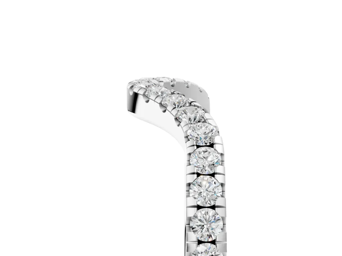 Pavé Round Diamond Infinity Twist Band with Shared Prong Setting Silver