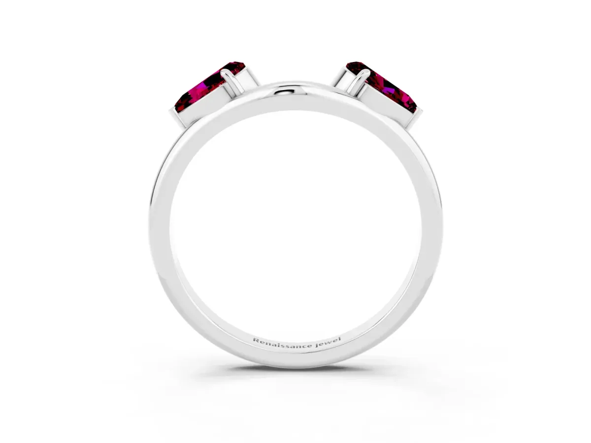 Two-Stone Pear Garnet Bypass Ring with Prong Setting Silver