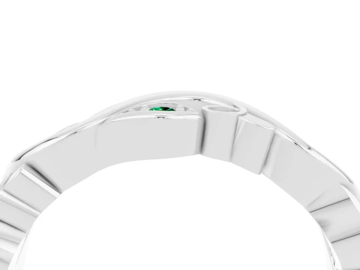 Marquise Emerald Vine Eternity Band with Bezel Setting Silver
