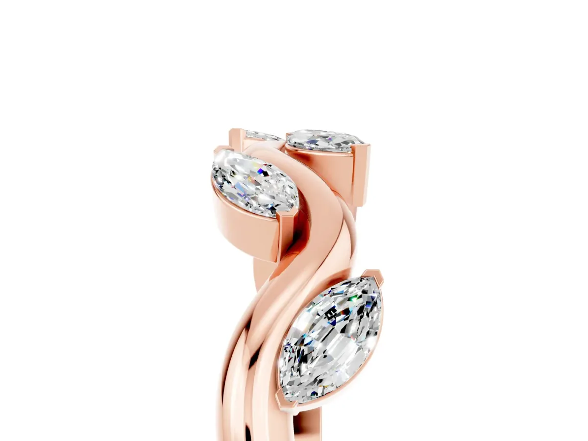 Marquise Moissanite Twisted Band with Prong Setting Rose gold