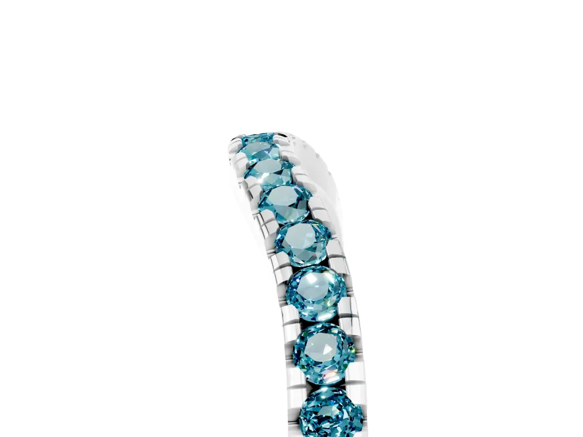 Blue Topaz Pavé Curved Wedding Band Silver