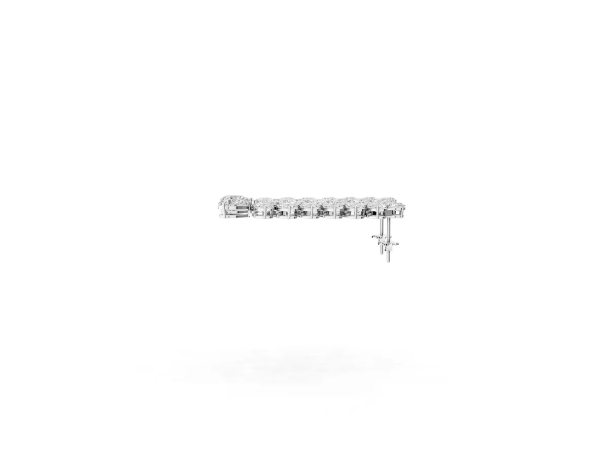 Pear Diamond Cascading Leaf Drop Earrings White gold