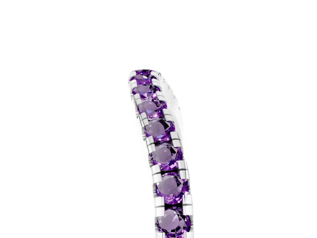Round Amethyst Pavé Half Eternity Band with Shared Prong Setting Platinum
