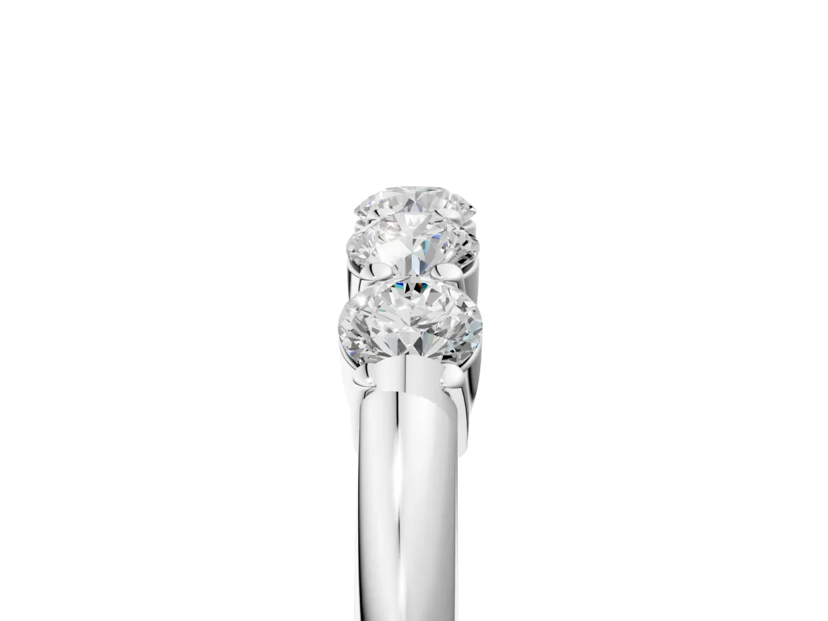 Five-Stone Round Diamond Prong Set Half-Eternity Band Silver