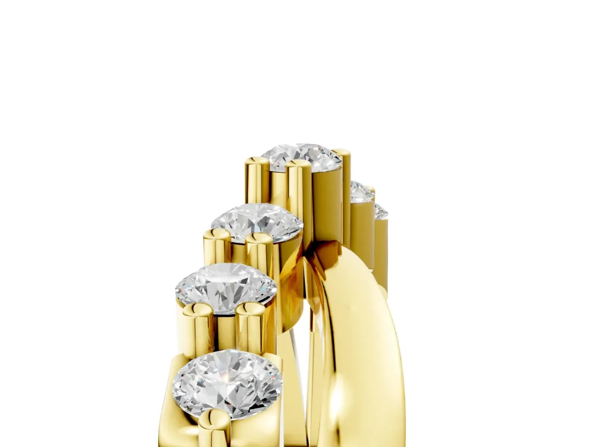 Round Diamond Prong-Set Crossover Band Yellow gold