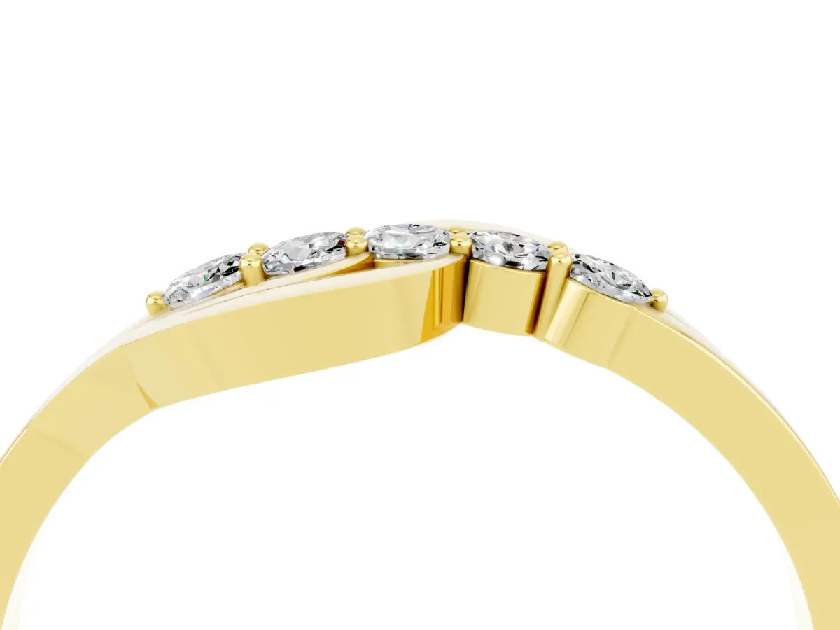 Five-Stone Round Moissanite Crossover Band with Prong Setting Yellow gold